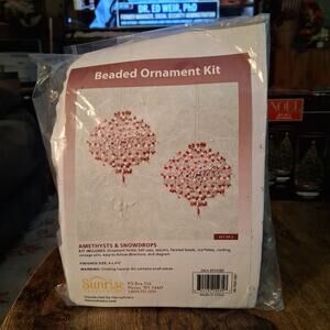 Vtg Sunrise Craft & Hobby Amethysts & Snowdrops Christmas Ornament Kit Makes 2